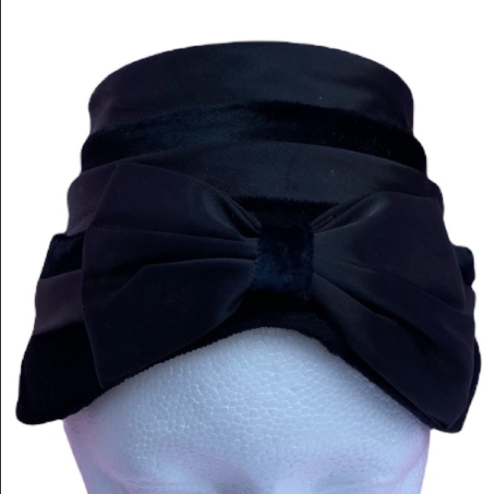 Vintage Turban Black Satin Fascinator Hat